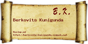 Berkovits Kunigunda névjegykártya